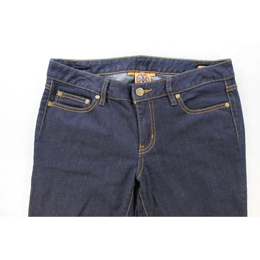 Tory Burch Super Skinny Jeans Women's 29 Dark Wash Gold Hardware